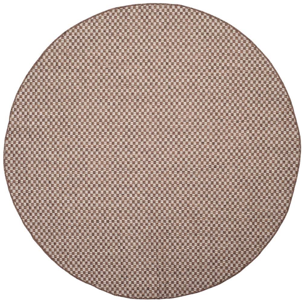 Courtyard Light Brown/Light Gray 4 ft. x 4 ft. Distressed Solid Color Indoor/Outdoor Round Area Rug price history on PriceWatchPro
