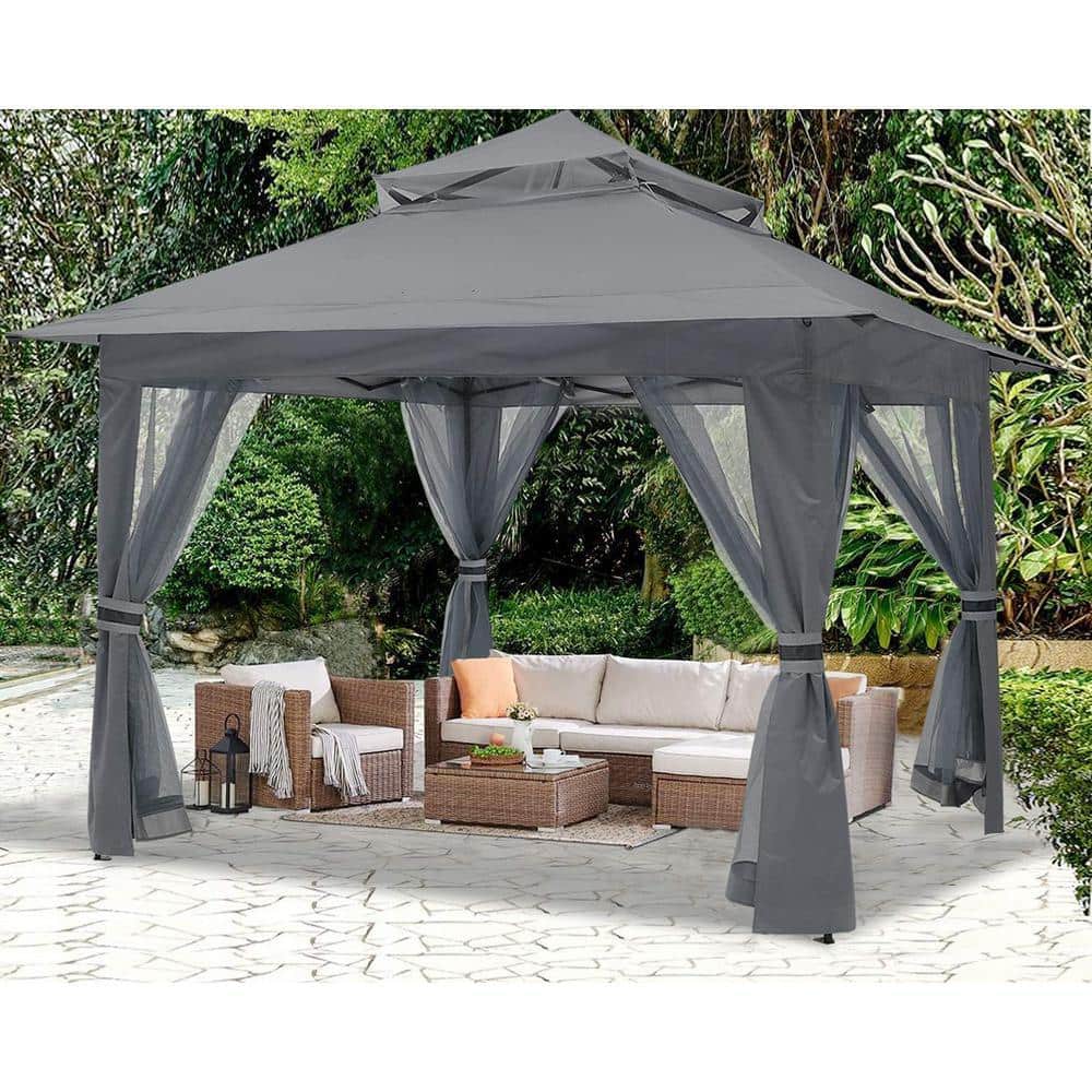 ABCCANOPY 13 ft. x 13 ft. Gray Steel Pop Up Portable Gazebo