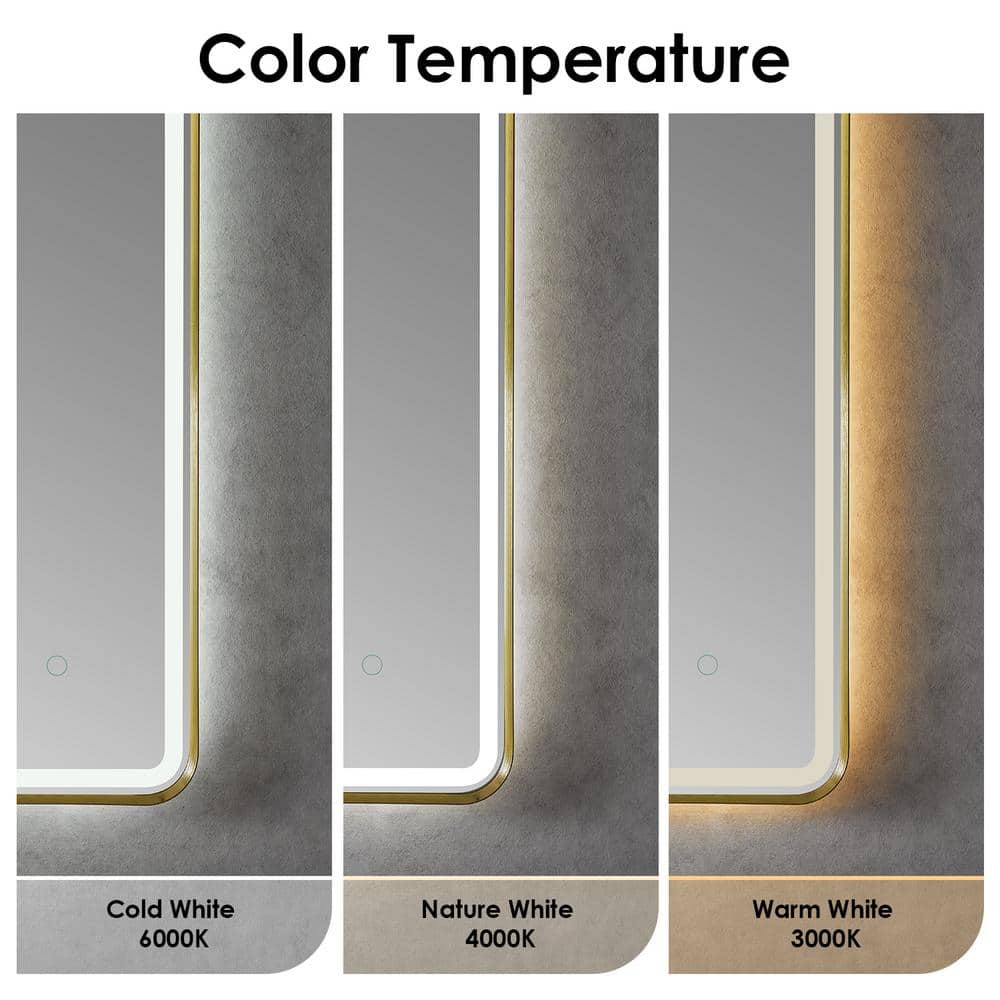 Viaggi 36" x 24" Silver and Gold LED Bathroom Vanity Mirror
