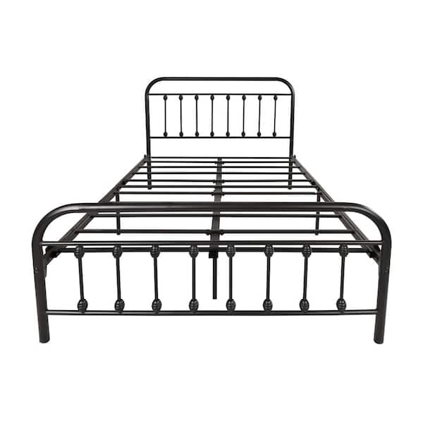 BANSA ROSE 78.74 in.x 52.4 in. Black Full Size Iron Bed Frame with Vintage Headboard and Footboard