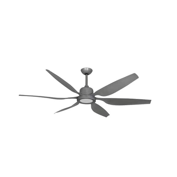 TroposAir Titan II Wi-Fi 66 in. LED Light Indoor/Outdoor Brushed Nickel Smart Ceiling Fan and with Remote Control