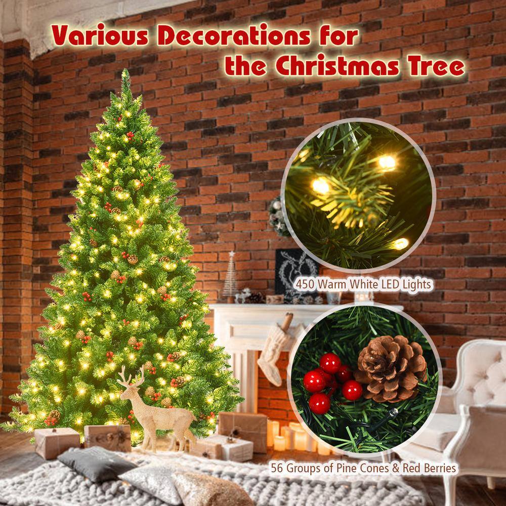 6.5 ft Pre-Lit Green Spruce Christmas Tree with LED Lights