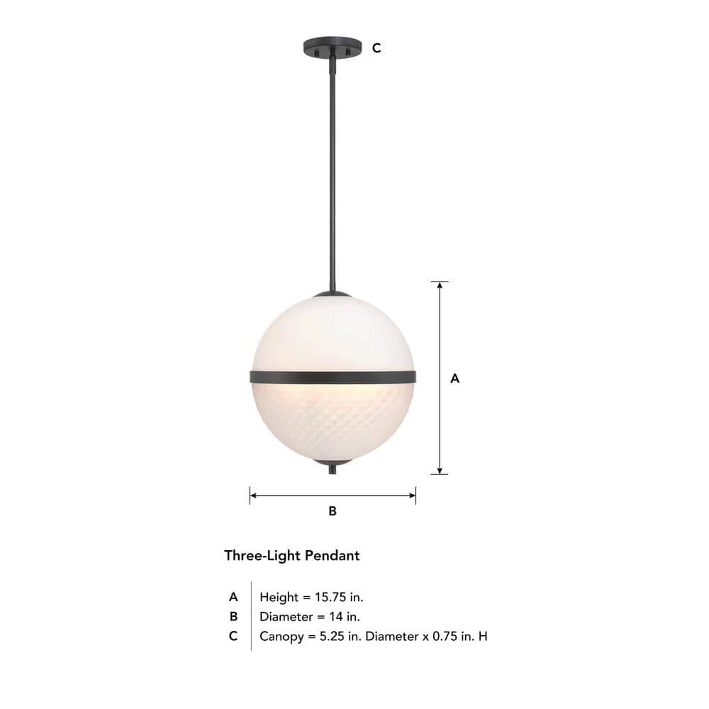 Dia Matte Black and Brass Glass Pendant Light