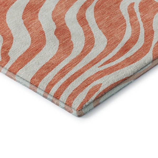 Mayfield Premium Machine Washable Abstract AMF1042 Coral 8 ft. x 10 ft. Area Rug