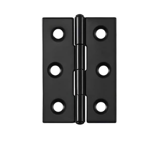 16-Piece Small Stainless Steel Door Hinges with Screws, Folding Butt Hinges Home Furniture Hardware, Black
