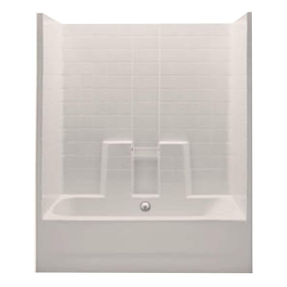 Everyday 60 in. x 30 in. x 74 in. 1-Piece Bath and Shower Kit with Center D