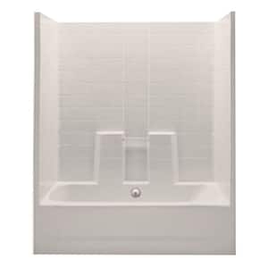 Everyday 60 in. x 30 in. x 74 in. 1-Piece Bath and Shower Kit with Center Drain in Biscuit