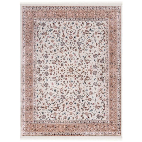 Hereke 9 ft. x 12 ft. Cream/Beige Floral Area Rug