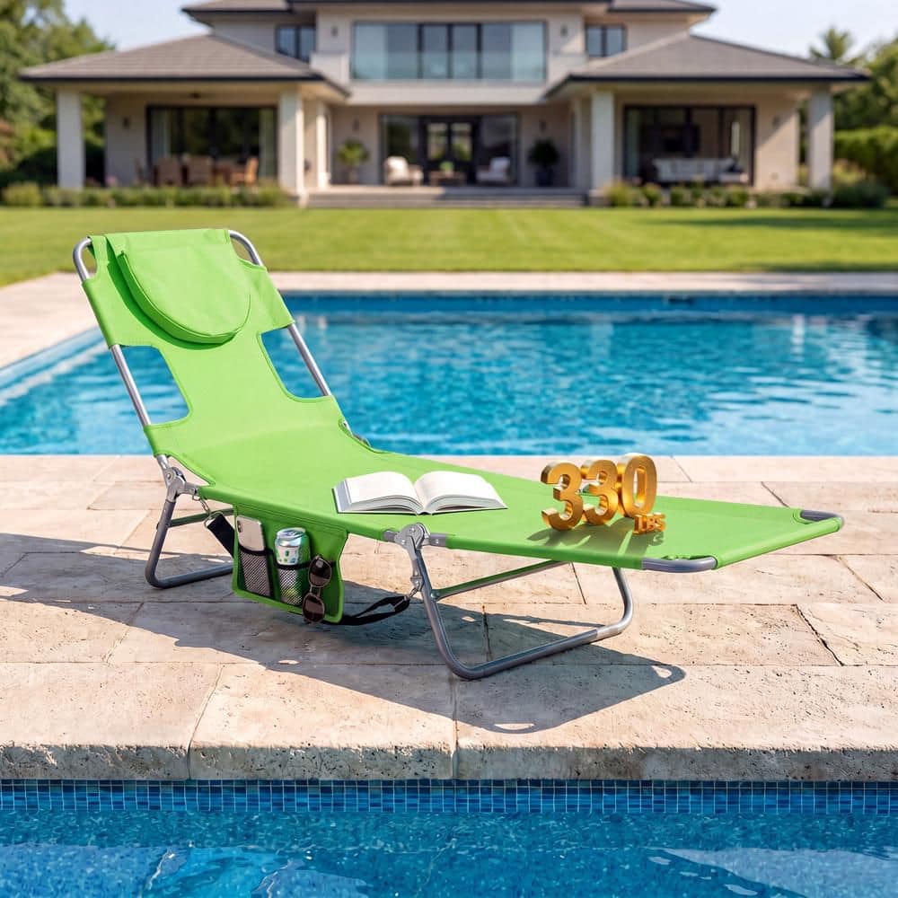 Patio Tanning Chair,Folding Beach Lounge Chair with 5-Position Adjustable Backrest Green price history on PriceWatchPro