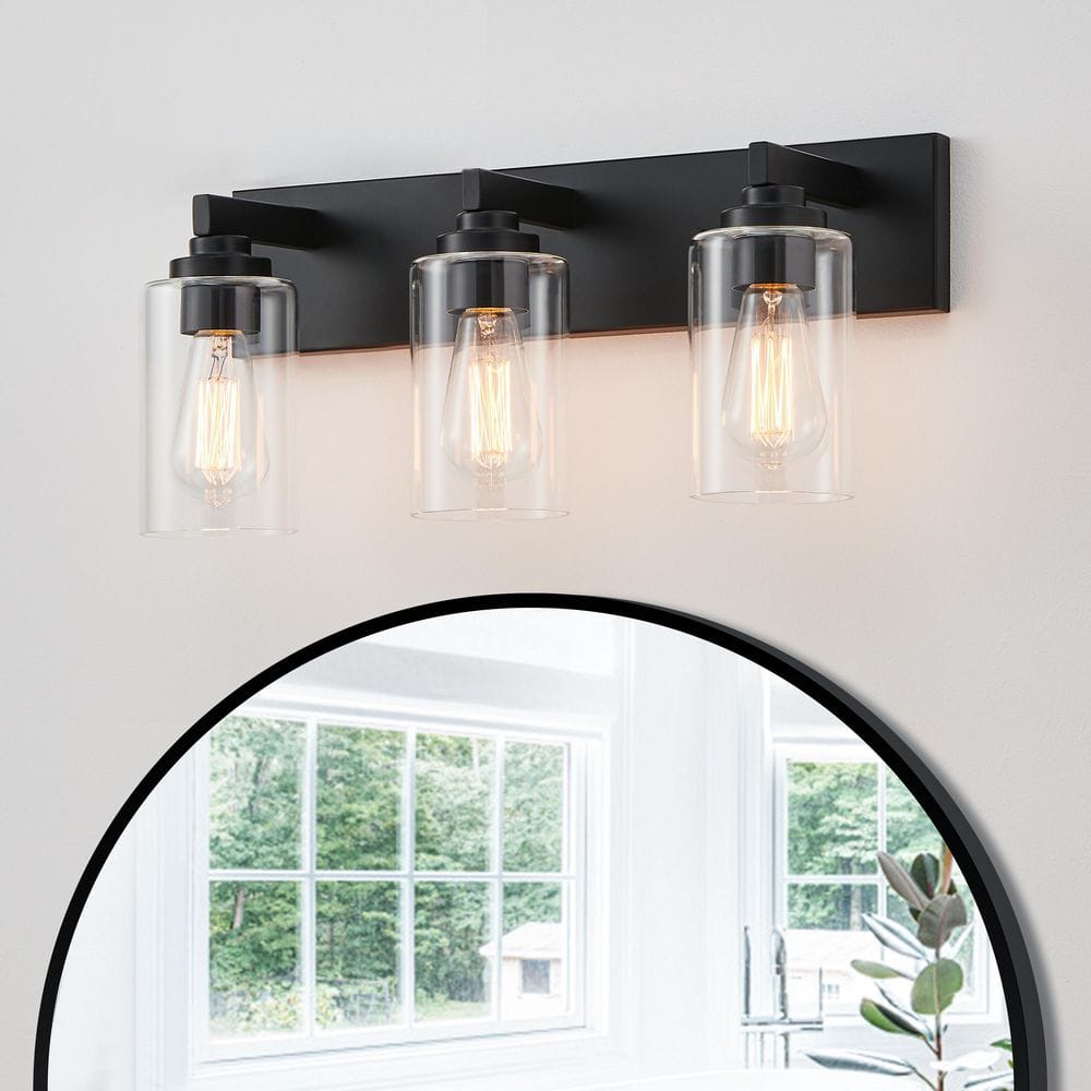 20.5 in. 3-Light Black Vanity Light with Clear Glass Shade price history on PriceWatchPro