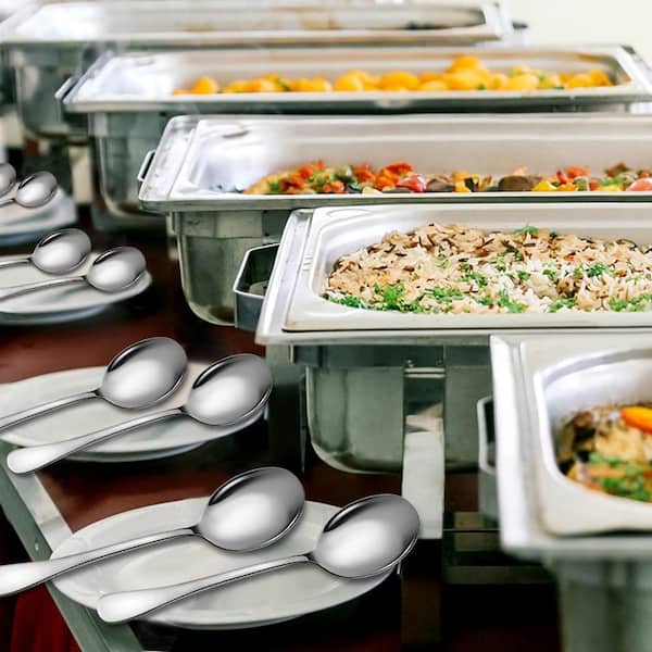 Set of 8 Stainless Steel Serving Spoons 10-Inch Large Spoons for