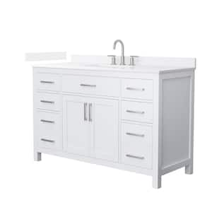 Beckett 54 in. Single Freestanding White Bath Vanity with White Quartz Top Unassembled