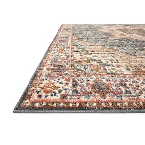 Saban Blue/Multi 5 ft. 3 in. x 5 ft. 3 in. Round Bohemian Floral Area Rug