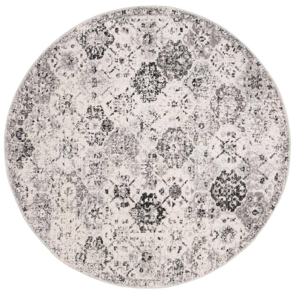 Metro-Mod Chic Gray Round Synthetic Area Rug, 47" Diameter