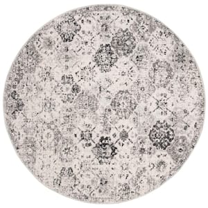 Madison Silver/Gray 4 ft. x 4 ft. Round Border Area Rug