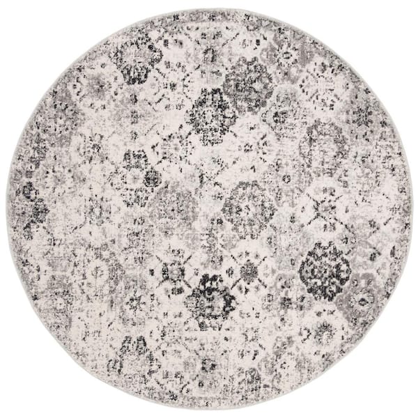 Madison Silver/Gray 9 ft. x 9 ft. Round Border Area Rug