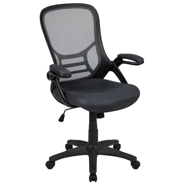 Carnegy Avenue Porter High Back Mesh Swivel Ergonomic Office Chair in Dark Gray with Flip-Up Arms