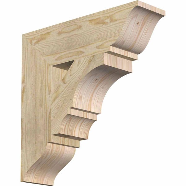 Ekena Millwork 6 in. x 22 in. x 22 in. Douglas Fir Balboa Traditional Rough Sawn Bracket