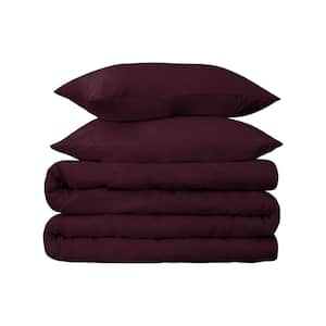 Plum Solid Color Queen Cotton Duvet Cover Set