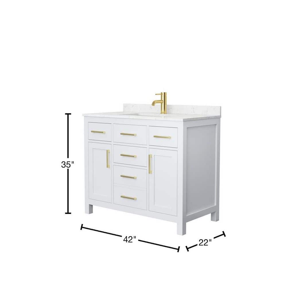 Beckett 42" White and Gold Single Bathroom Vanity