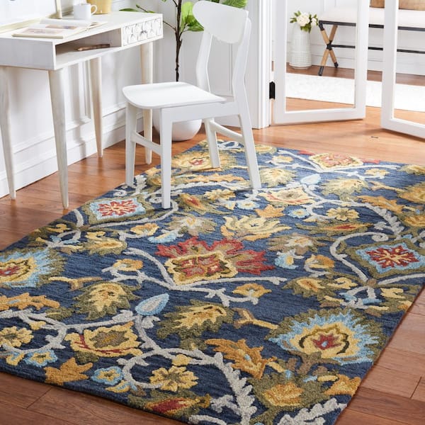 Blossom Navy/Multi Doormat 3 ft. x 5 ft. Floral Area Rug
