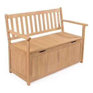 36 Gal. Sophie 48 in. Traditional Farmhouse Lift-Top Acacia Wood Entry and Outdoor Storage Bench Light Teak Matte Finish