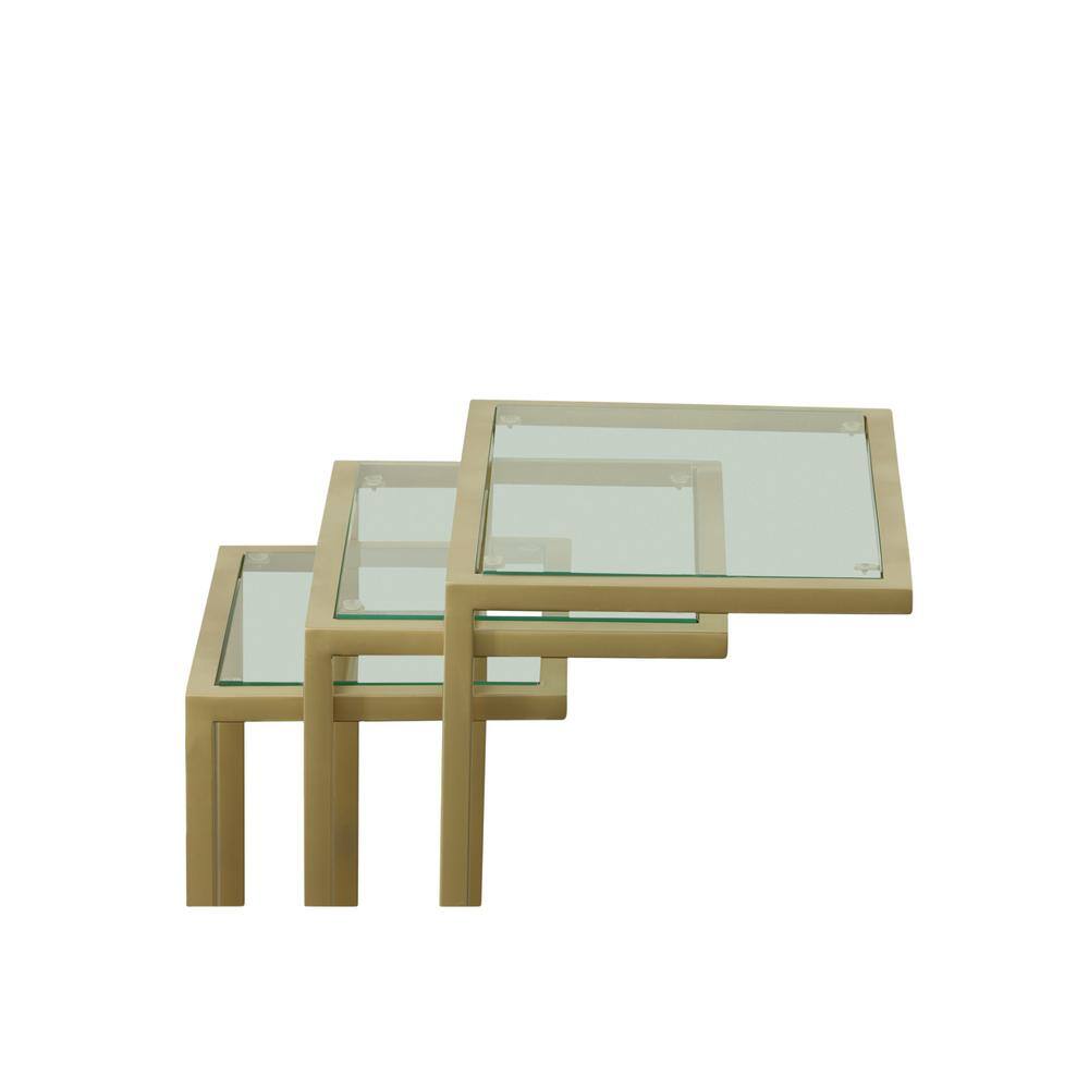 Addison Gold-Tempered Glass Modern Nesting Table Trio