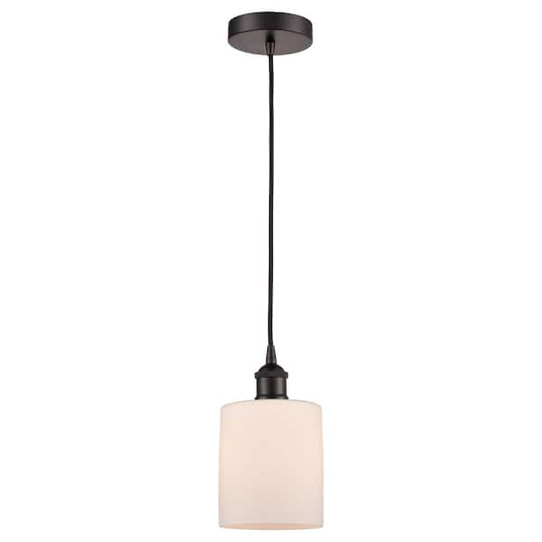 Cobbleskill 60-Watt 1-Light Oil Rubbed Bronze Standard Mini Pendant Light with Painted Glass Shade, No Bulbs Included