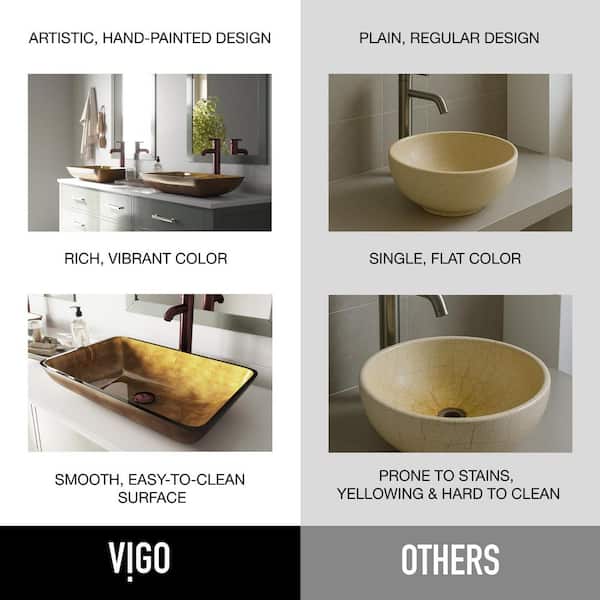 VIGO Donatello Gold Glass 22 in. L x 14 in. W x 5 in. H