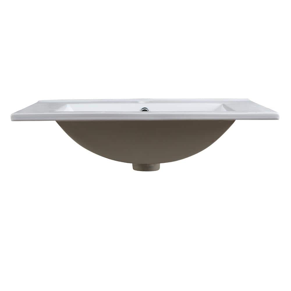 Torino 24'' White Ceramic Rectangular Bathroom Sink with Overflow