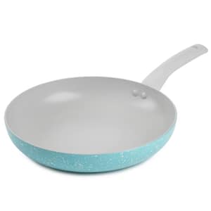 Venus 10 in. Grey and Blue Aluminum Pressed Nonstick Speckle Frying Pan
