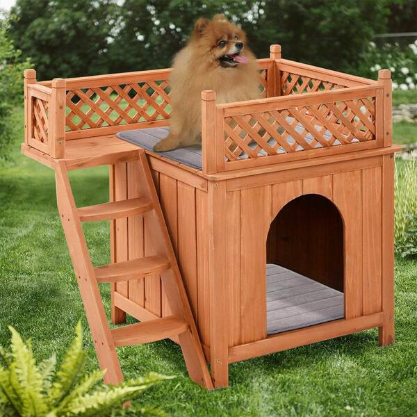 Large dog house with hot sale balcony