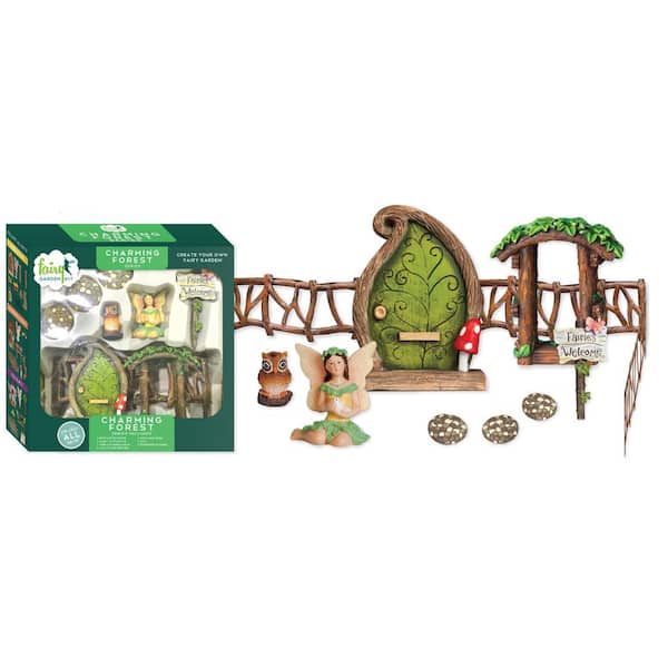 Arcadia Garden Products Charming Forest Polyresin Fairy Garden Kit (11-Piece)