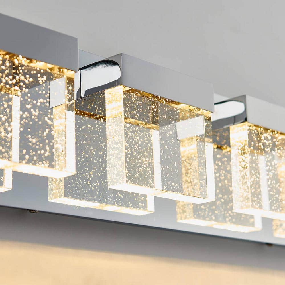 Chrome 24-Inch Dimmable LED Vanity Light with Glass Cubes