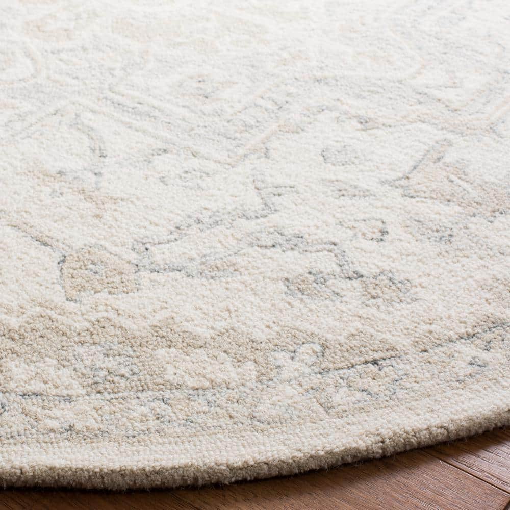 Ivory Medallion Handmade Wool Round Rug - 3 ft. Diameter