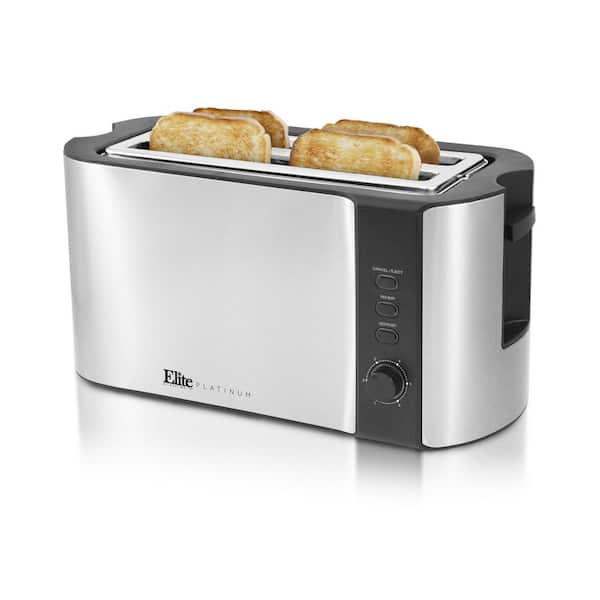 Elite 4-Slice Stainless Steel Long Slot Toaster with Crumb Tray