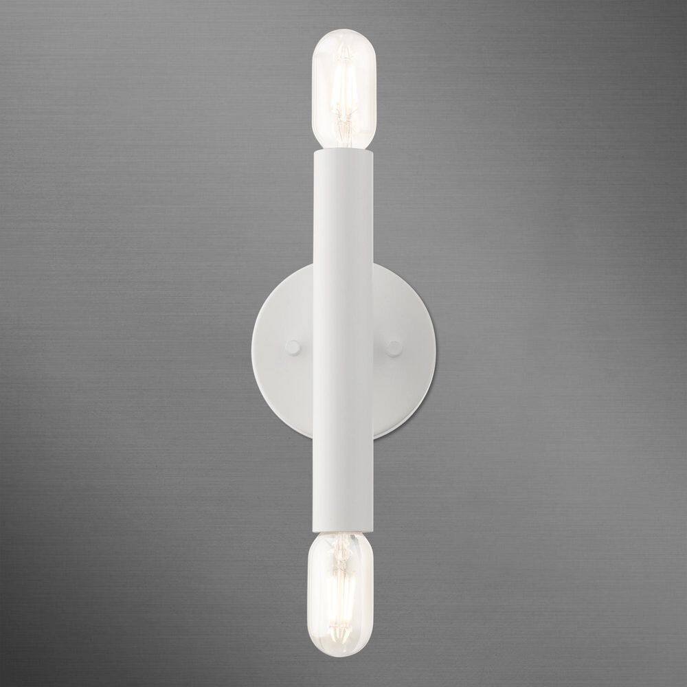 White Steel 2-Light Dimmable Wall Sconce