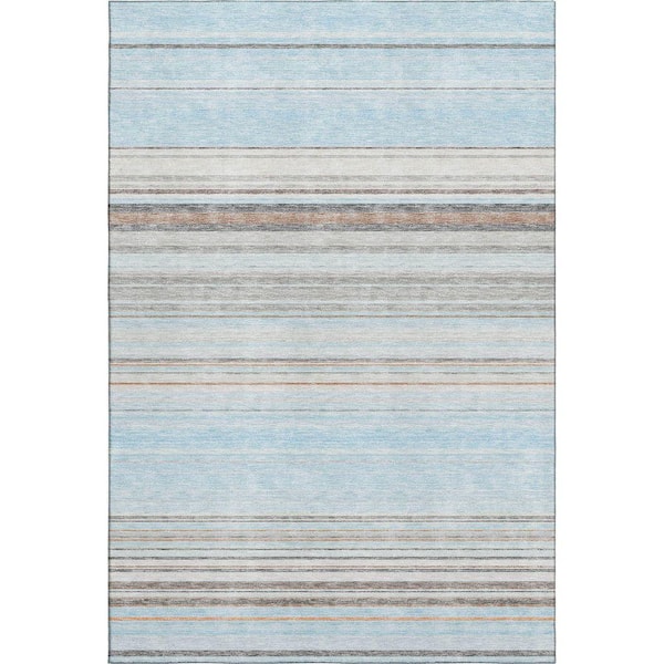 Mayfield Premium Machine Washable Abstract AMF979 Sky 8 ft. x 10 ft. Area Rug