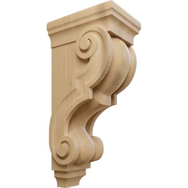 Ekena Millwork 6-3/4 in. x 5 in. x 14 in. Unfinished Wood Cherry Large Traditional Wood Corbel