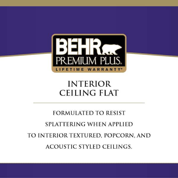 BEHR PREMIUM PLUS 1 gal. #BWC-12 Vibrant White Ceiling Flat Interior Paint  55801 - The Home Depot