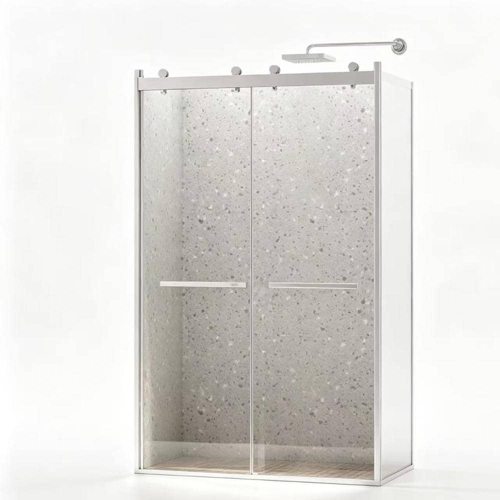 44-48 In W x 75 In H Frameless Dual Sliding Shower Door, 8mm Clear Glass, Soft Close, Brushed Nickel price history on PriceWatchPro