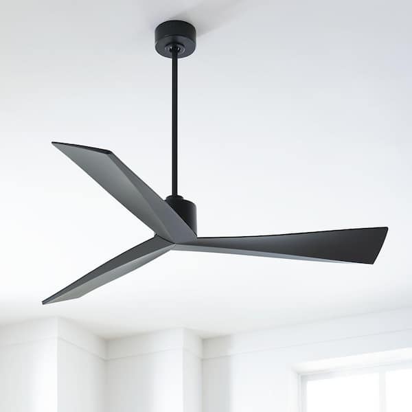 Generation Lighting - Adler 60 in. Indoor/Outdoor Modern Matte Black Ceiling Fan with Matte Black Blades, DC Motor and 6-Speed Remote Control
