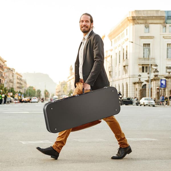 43.11 in. Electric Guitar Hard Case, Black Vinyl with Lock, Latch Keys and PVC Padding, Briefcase with 17 in. Laptop