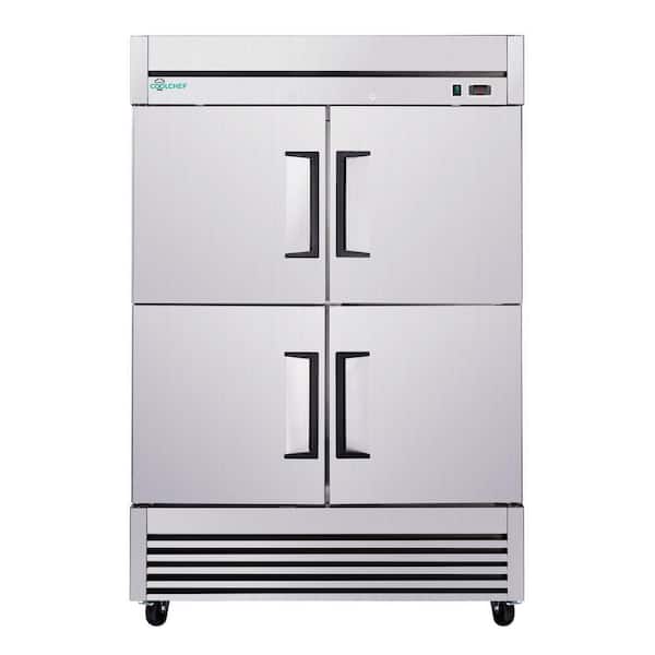 54 in. 49 cu. ft. Auto Defrost Commercial Reach-In Upright Freezer in Stainless Steel with 4-Solid Door