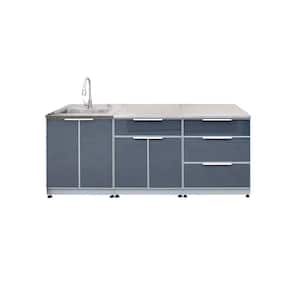 Aluminum Slate Gray 3-Piece 90 in. W x 37.25 in. H x 25.25 in. D Outdoor Kitchen Cabinet with 1-Drawer/2-Door Cabinet