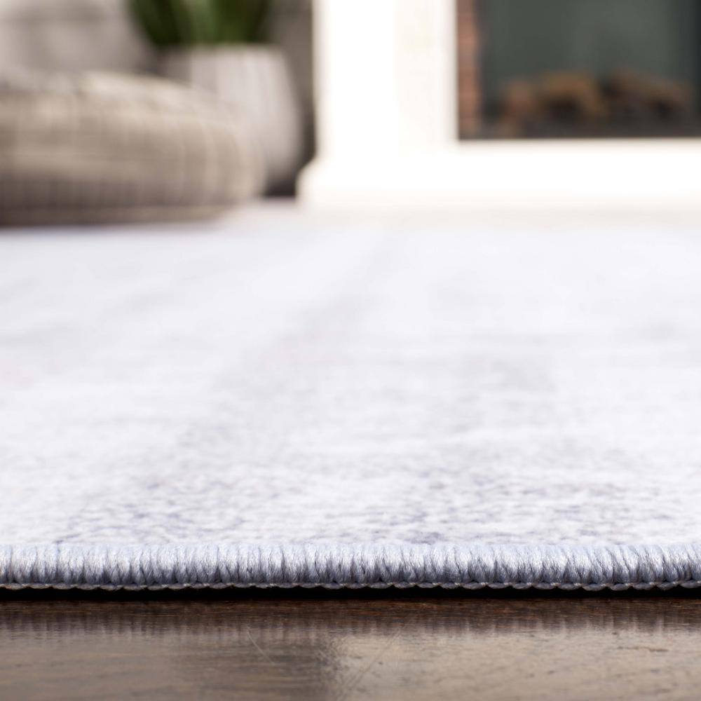 Light Grey Polyester Machine Washable Area Rug 3' x 5'