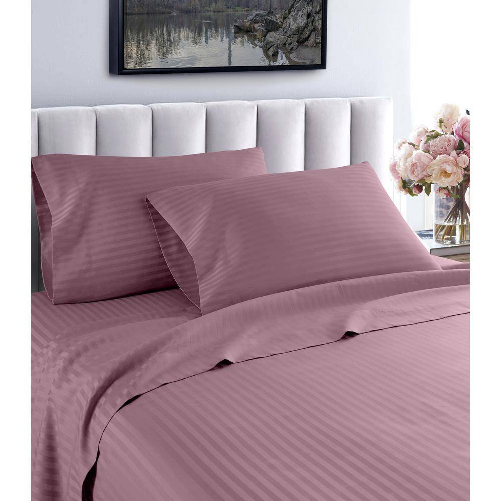 Fresh Home 3-Piece Purple Striped 100% Cotton Twin Deep Pocket Sheet Set