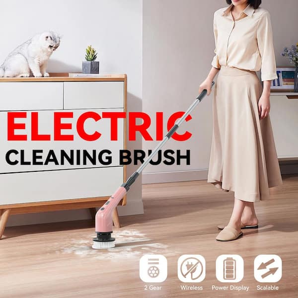 7 in 1 Electric Spin Scrubber Cordless Cleaning Brush with Extendable Handle for Floor Cleaner, Bathtub, Sweeper