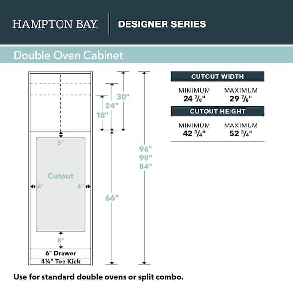 Hampton Bay Designer Series Elgin Assembled 33x96x23 75 In Double Oven Kitchen Cabinet White