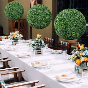 2-Pieces 20 in. Artificial Green Indoor Plant Boxwood Topiary Ball, Faux Plants